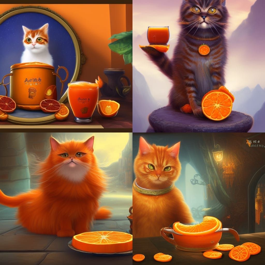 a marmalade cat with a pot of marmalade AI Generated Artwork