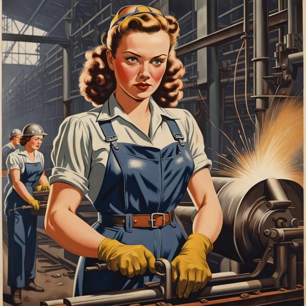 Poster from the early 1940s showing a female steelworker  by @Paddy