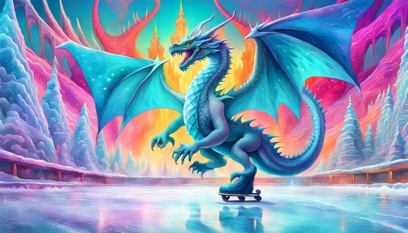 Ice dragon ice skating, pirouetting and loving it!! 2a— 8k resolution ...