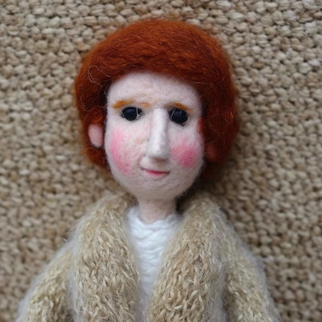 doll puppet toy wool fluffy thread texture, portrait of , highly