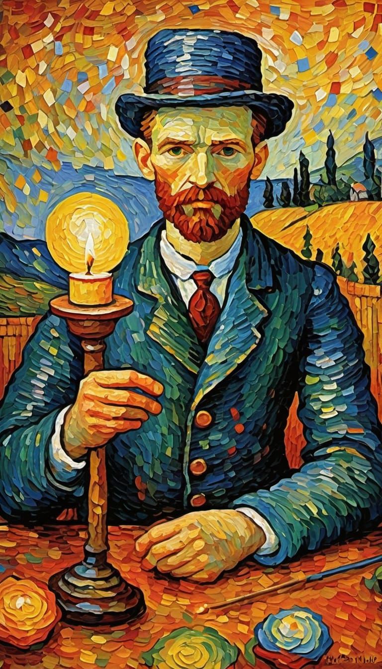 Vibrant Neo-Impressionist Portrait of the Magician