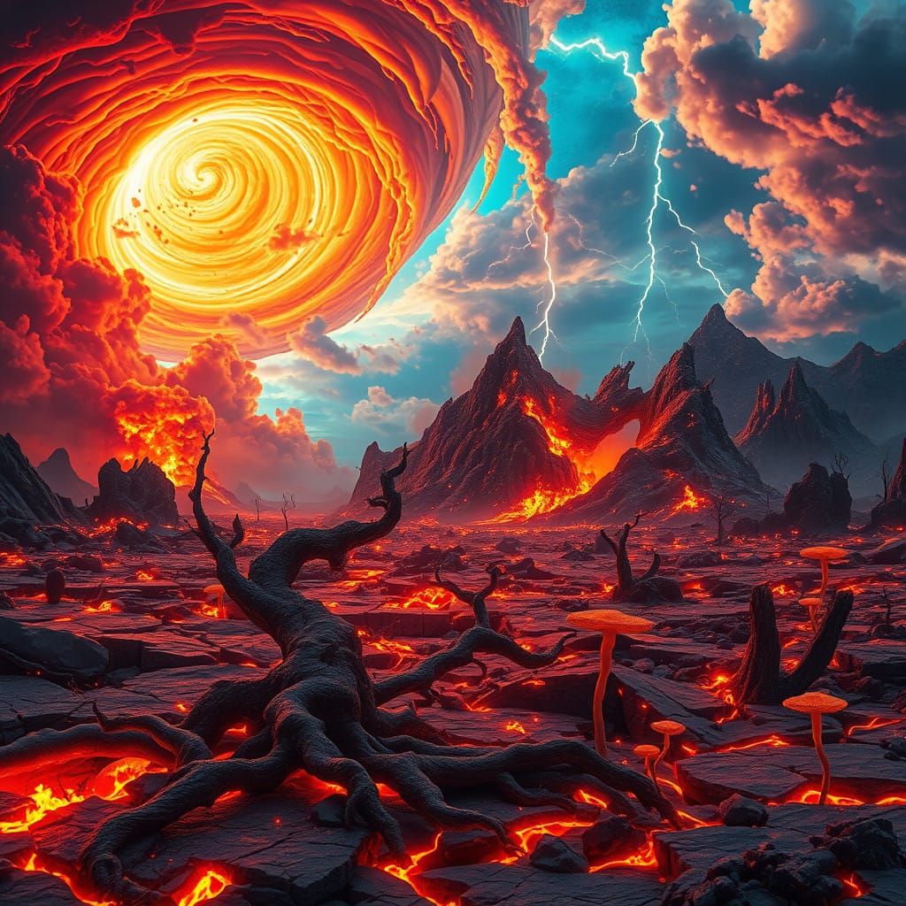 Cataclysmic Apocalypse in Vibrant, Hyper-Realistic Style