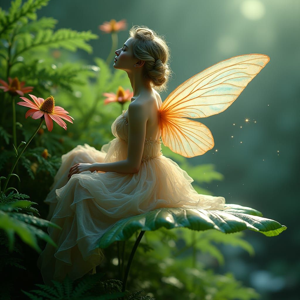 Ethereal Fairy in Lush Fantasy Setting