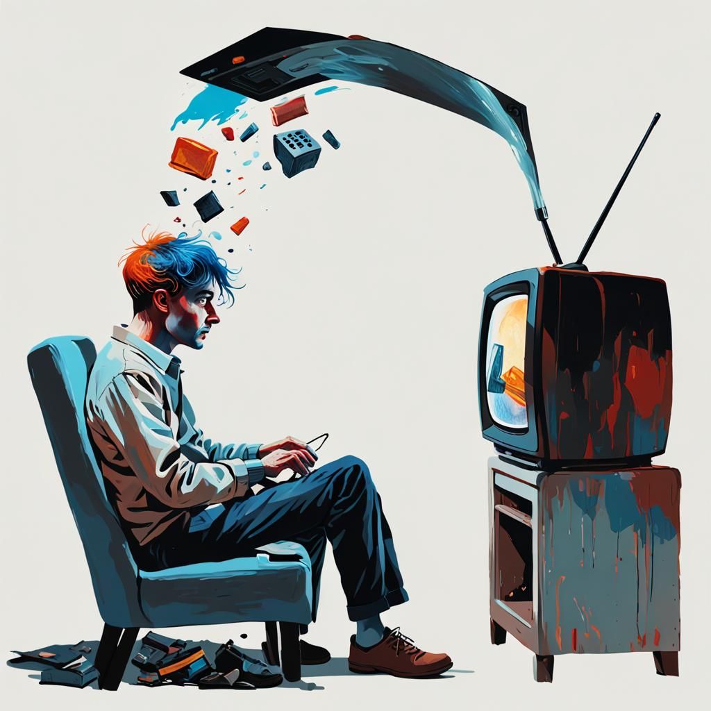 L homme regarde la tv