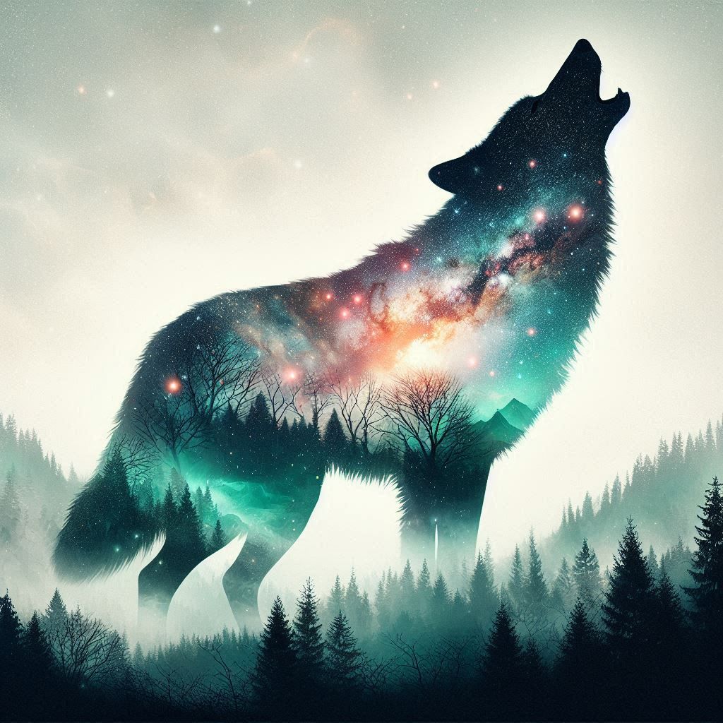 double exposure beautiful fantasy DALL-E 3 portrait landscap...