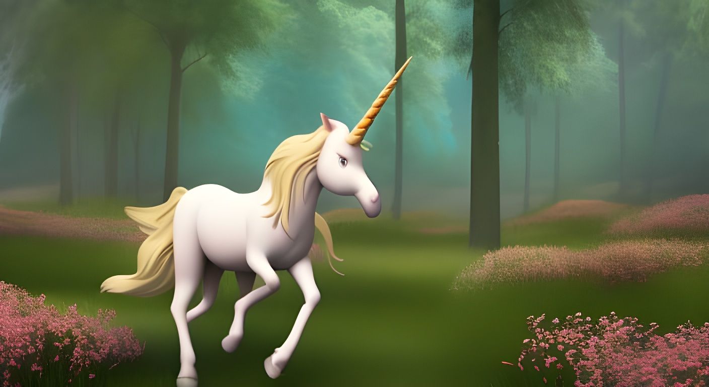 White unicorn in the forest