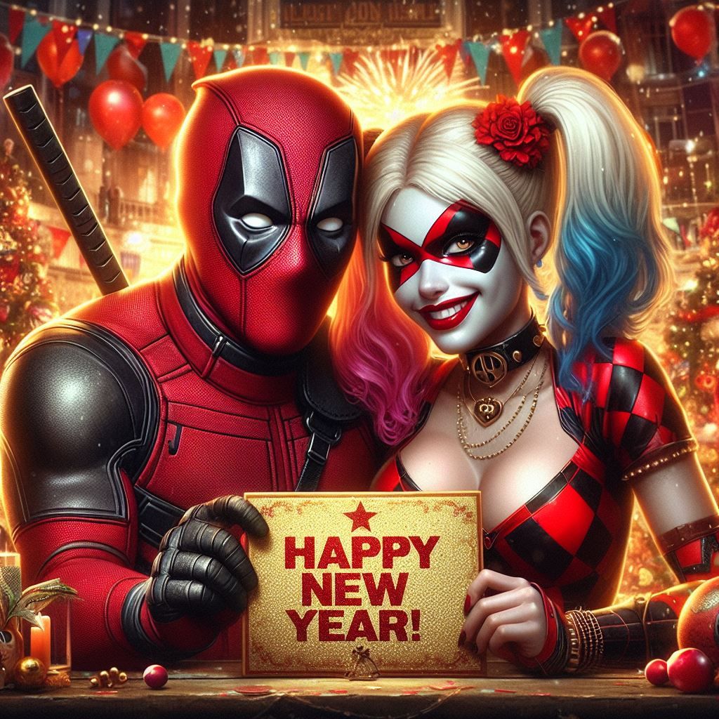 Deadpool and Harley Happy New Year