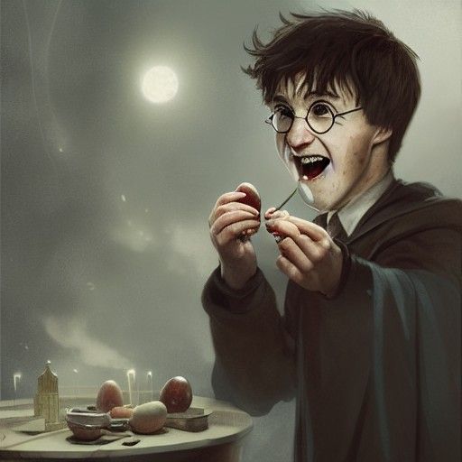 Harry Potter eating a pickled egg