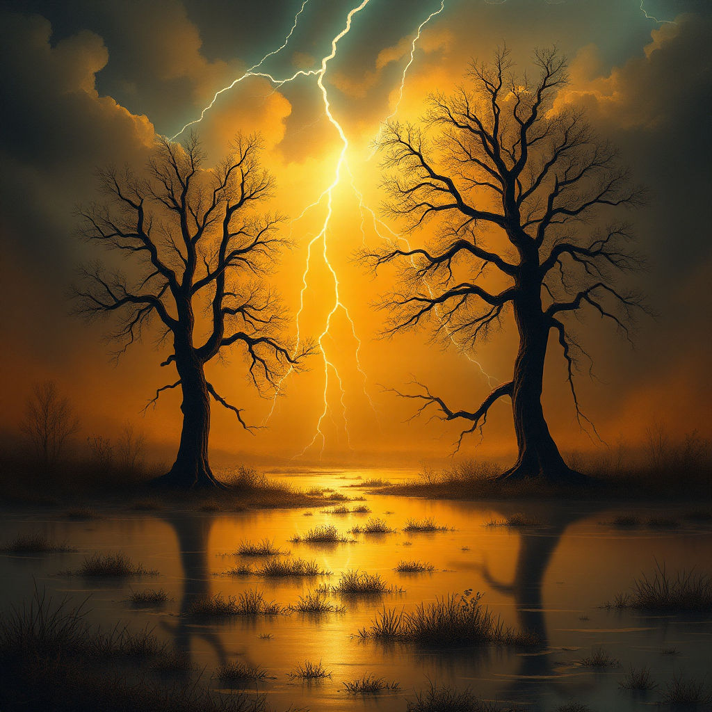Two trees in Lightning Storm #6
