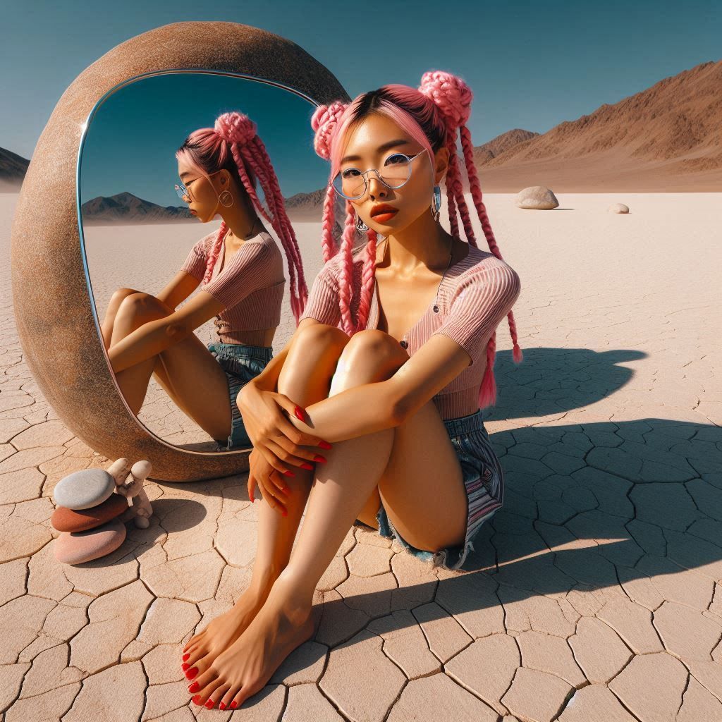 At a rock in the desert