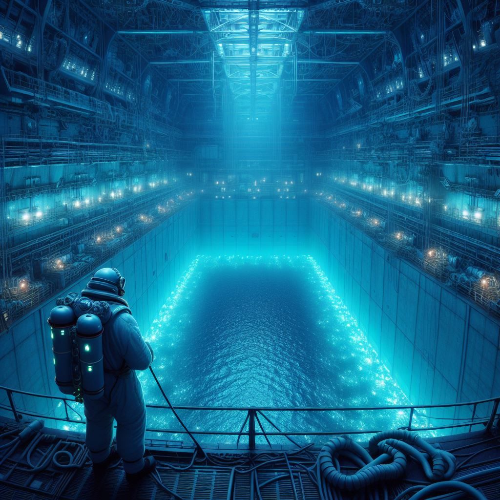 Inside the spent nuclear fuel pool of the Chernobyl power plant
