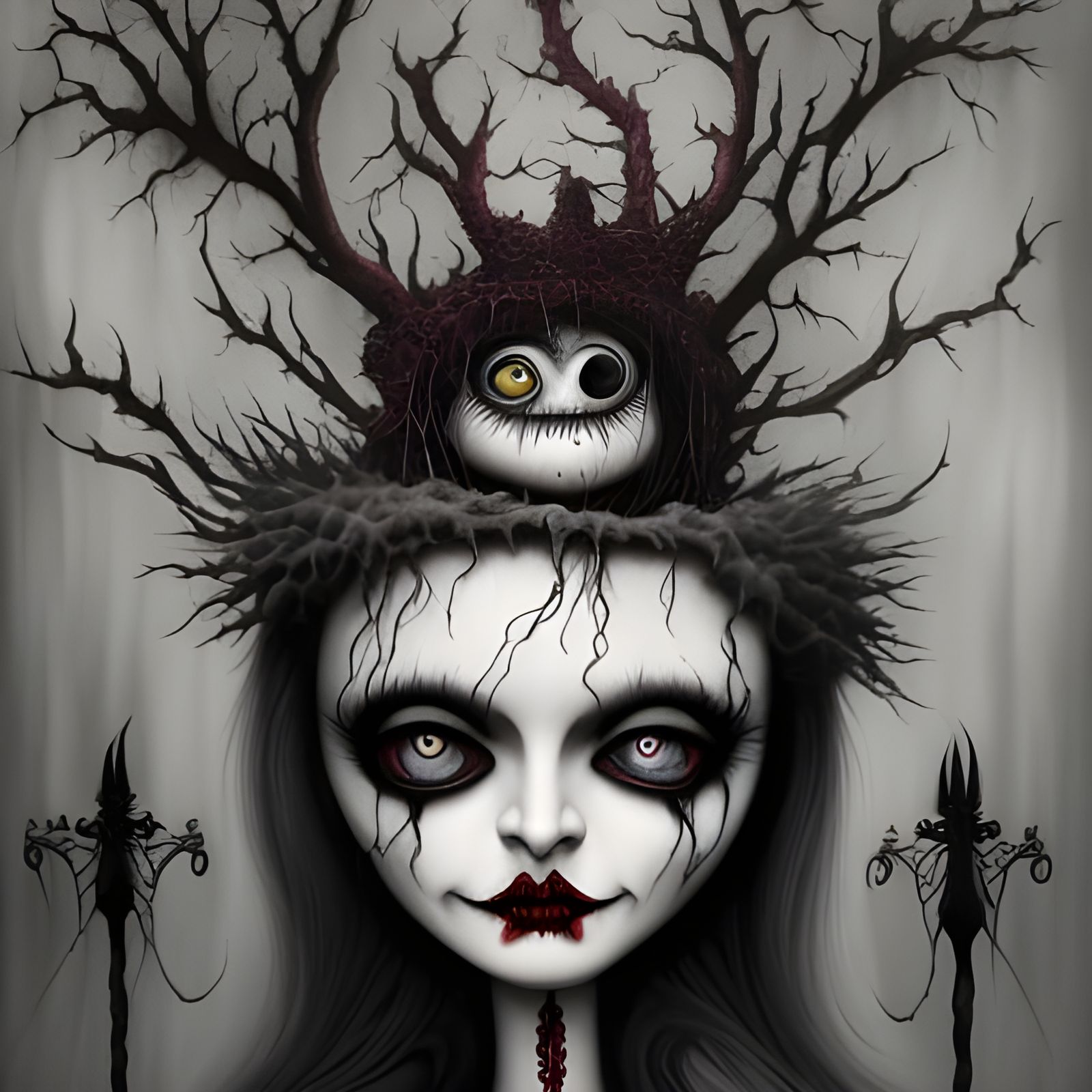 Surreal Eerie Circus in Tim Burton Style