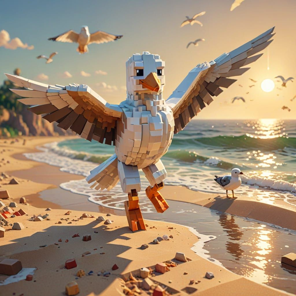 Minecraft au bord de la mer, Minecraft by the sea  by @Medi