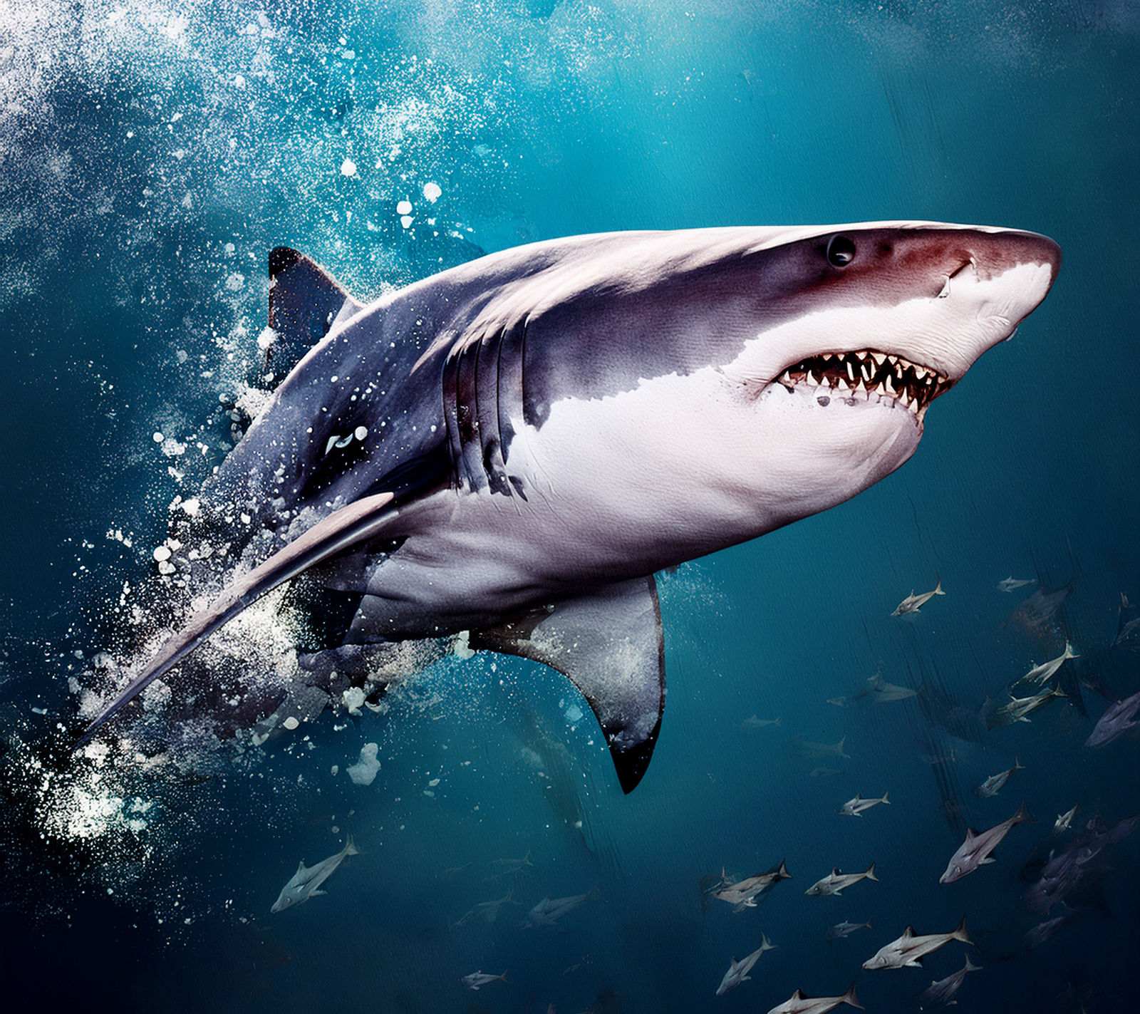 A large shark swimming in the ocean