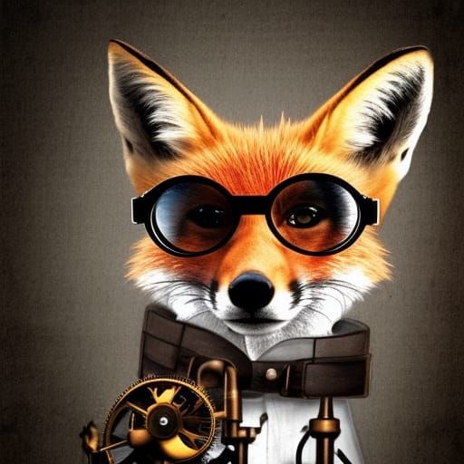 Fox wearing glasses