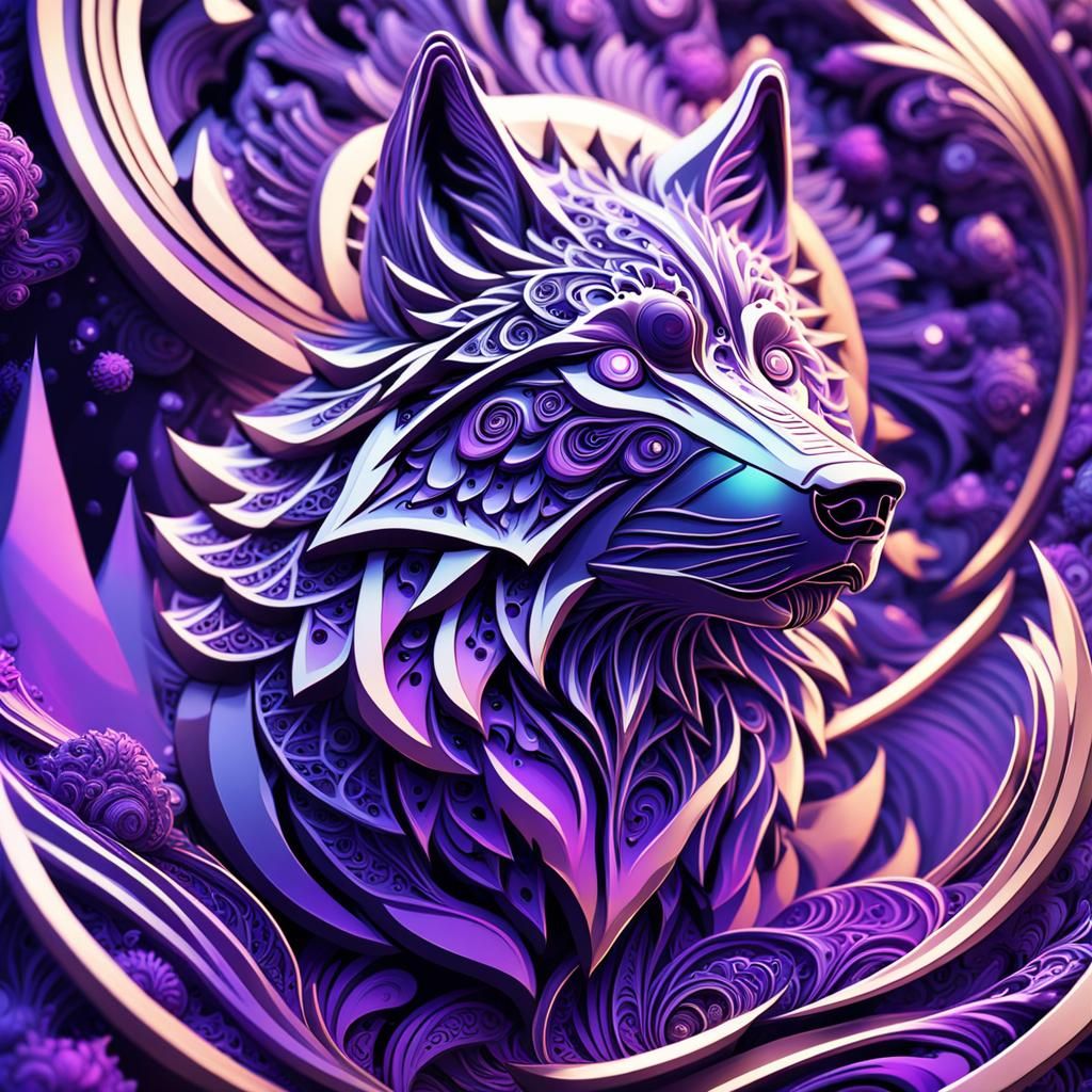 Purple Glowing Cyber-Wolf - AI Generated Artwork - NightCafe Creator