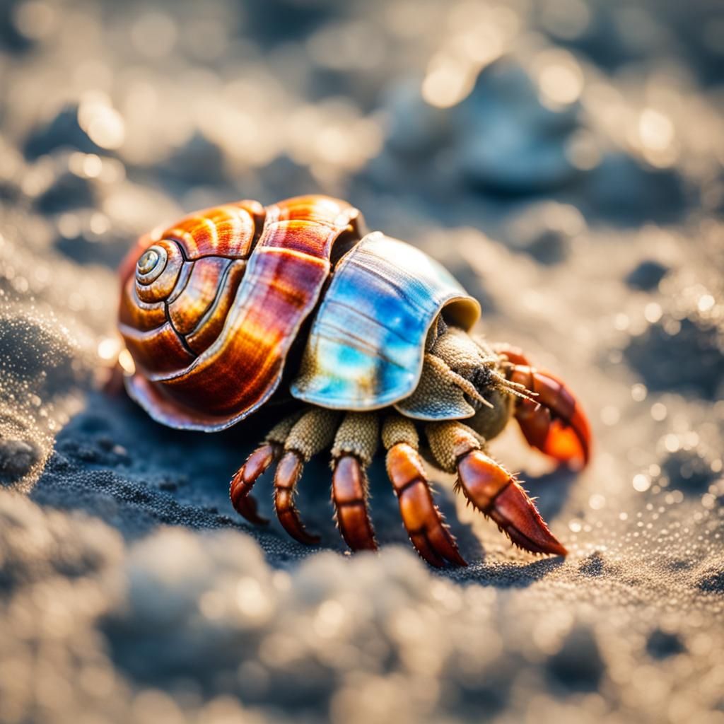 Metallic hermit crab shell