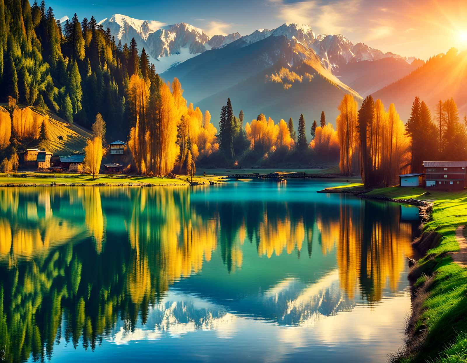 Kashmir Valley, panoramic route lake view.  by @KashmirMan