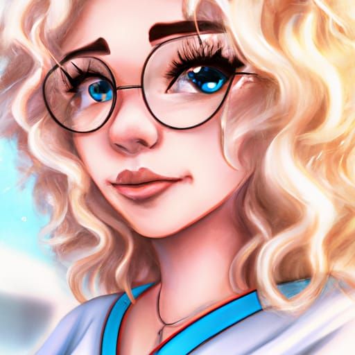 curly blonde nurse with glasses