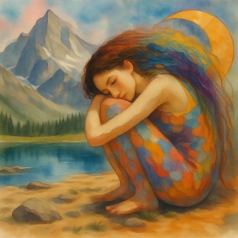 under a  majestic mountain range