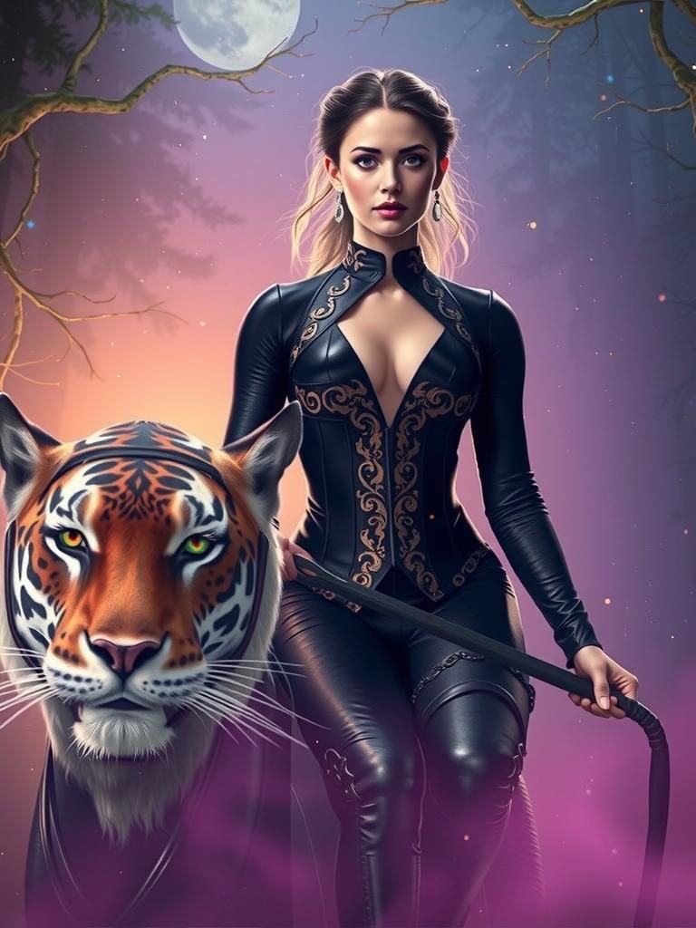 equestrian lady & tiger