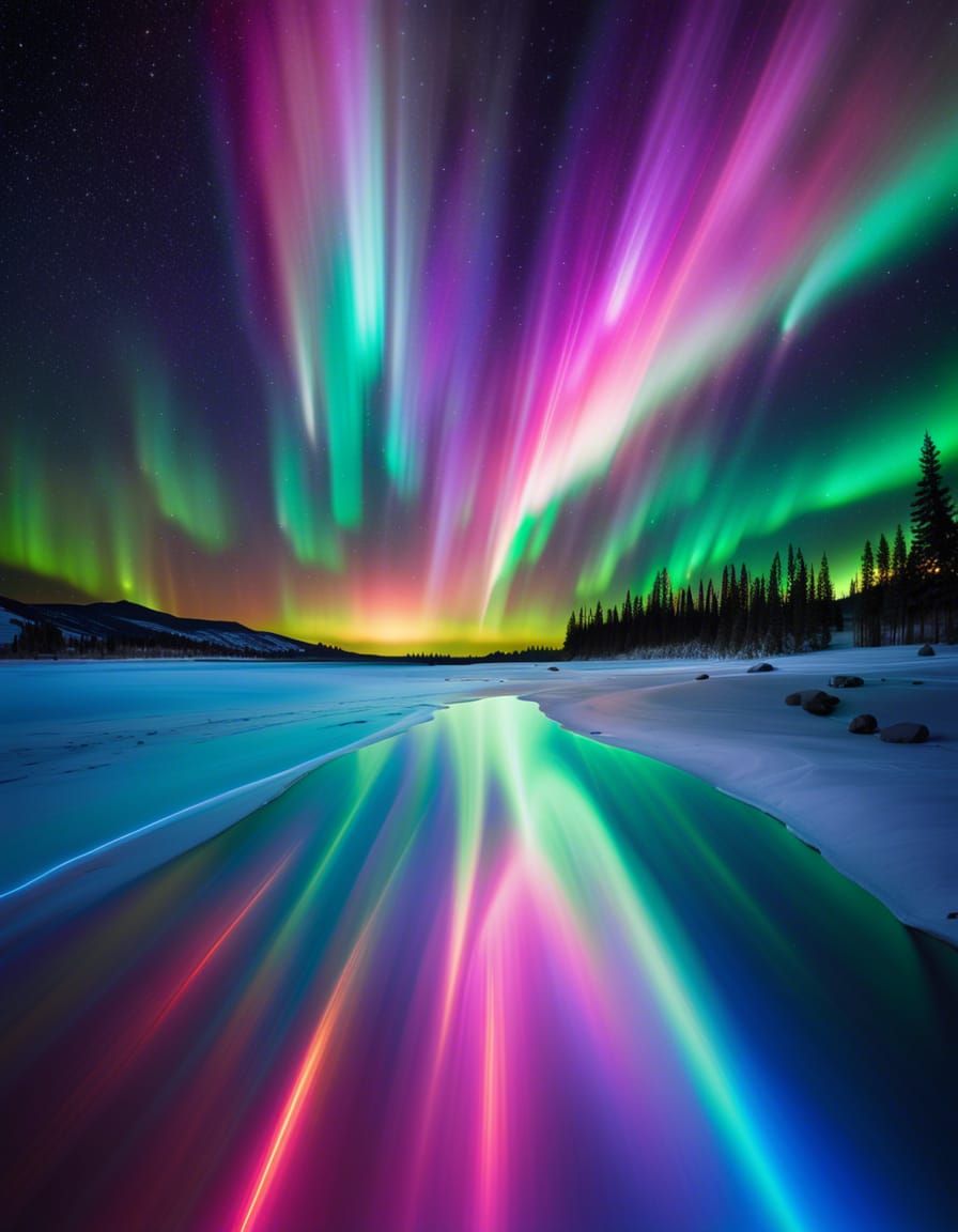 colorful lights shining brightly in the sky