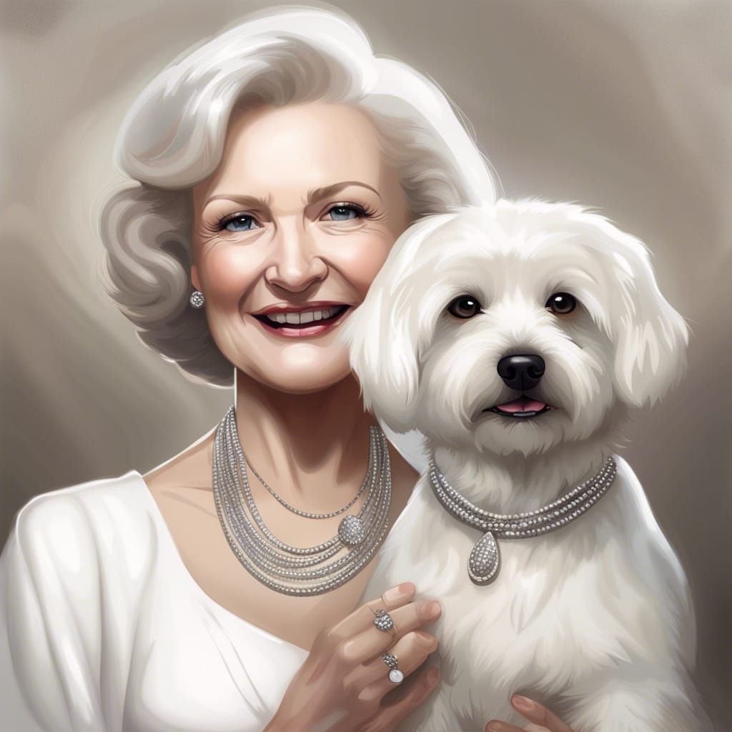 Betty White and Maltese look alike - AI Generated Artwork - NightCafe ...