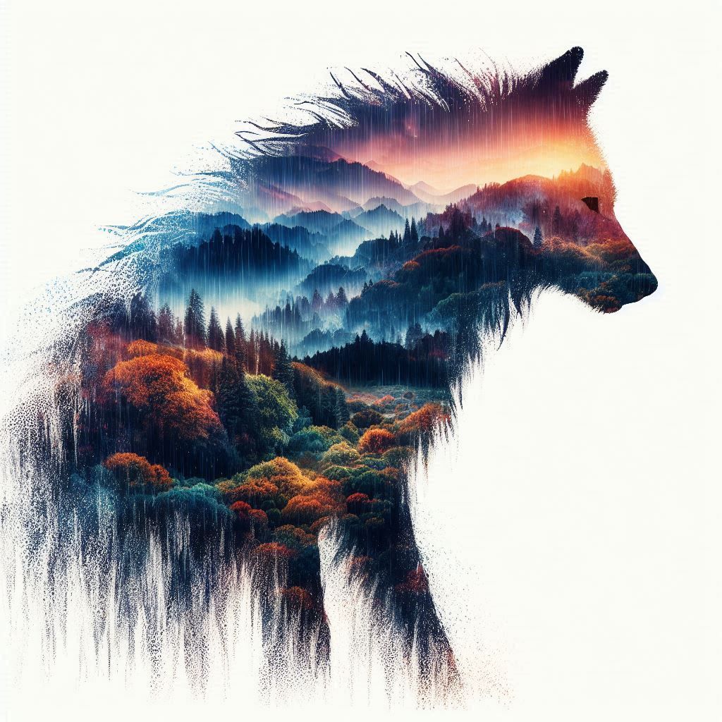 double exposure beautiful fantasy portrait landscape..