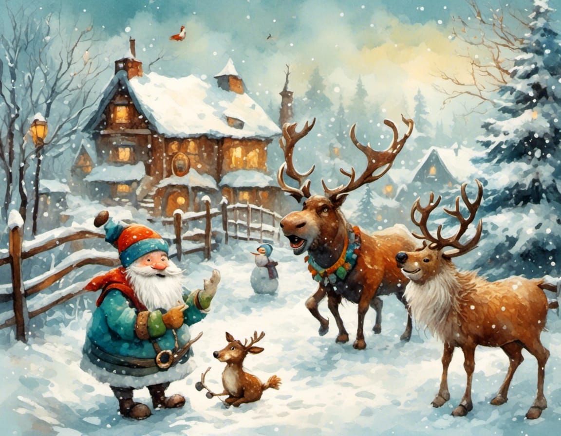 A viking and his reindeer