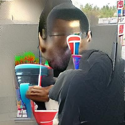 black guy slurping a slushie