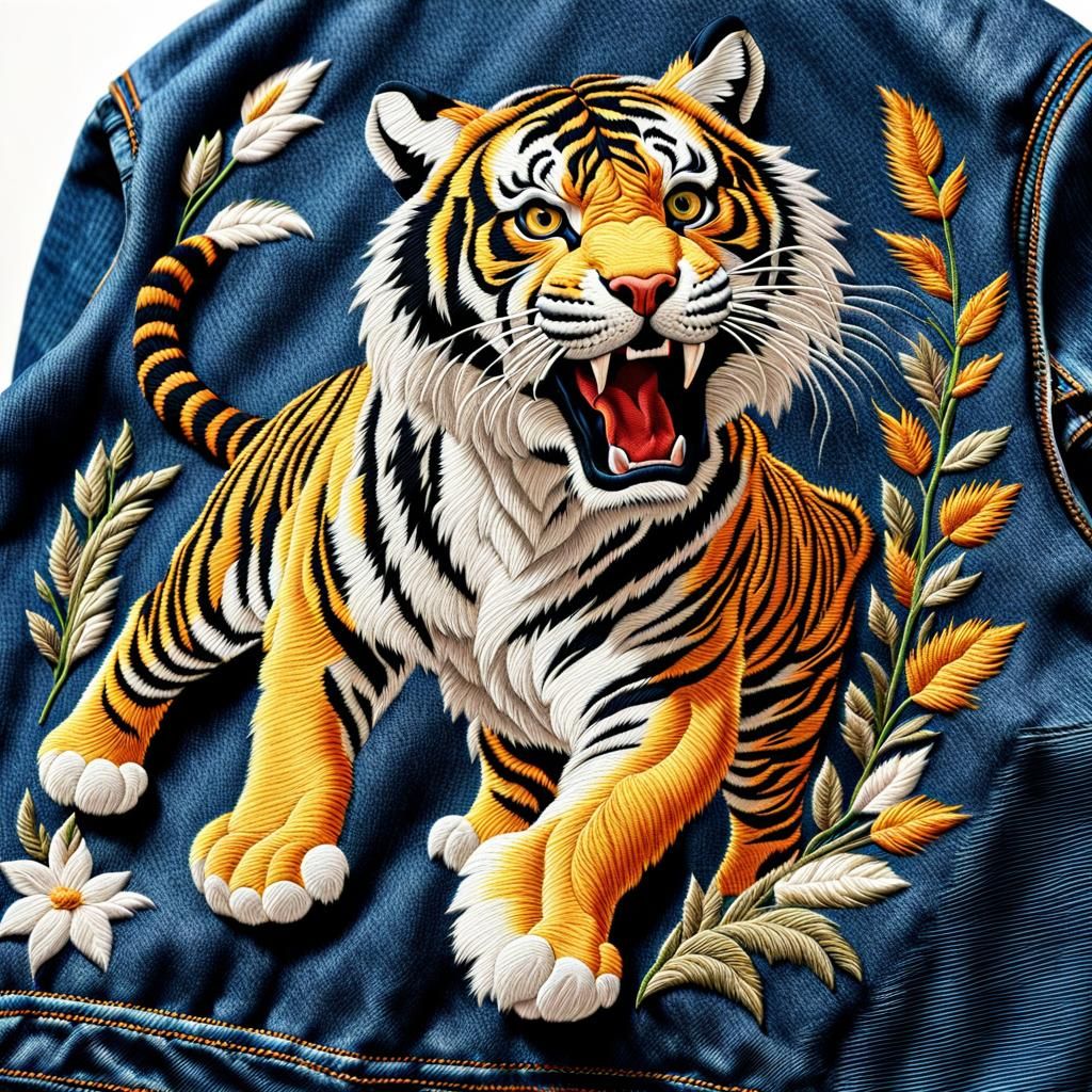 uh oh embroidery tiger