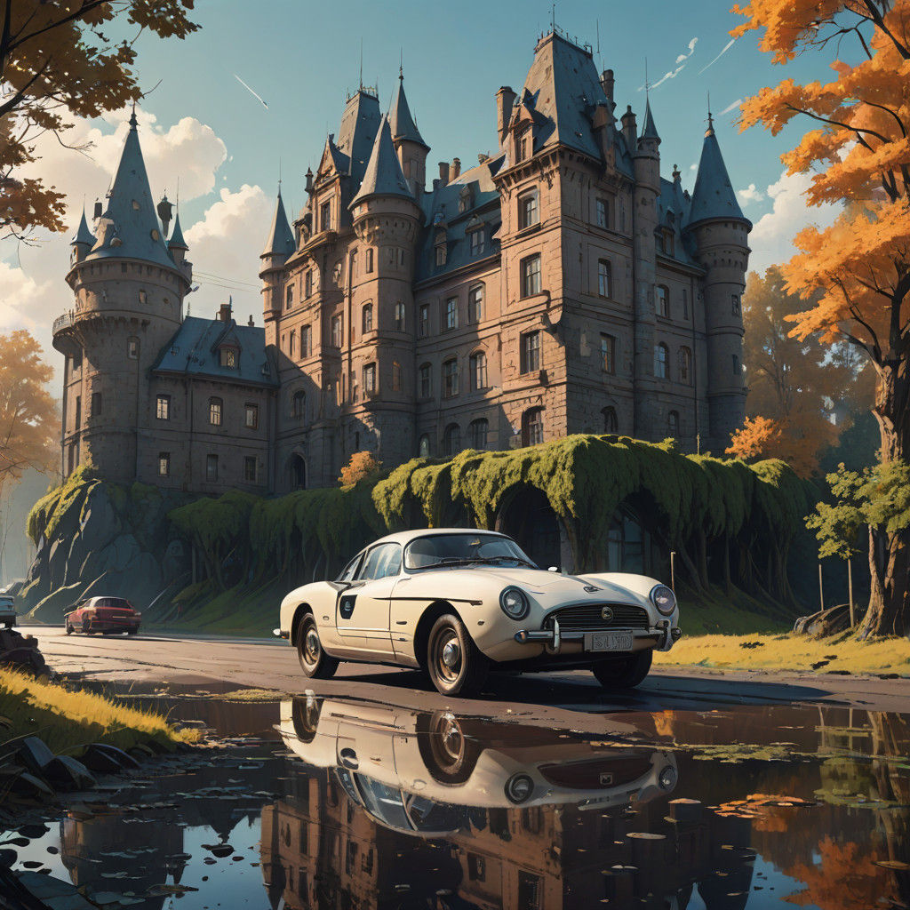 Bavarian Castle Hypercar Concept in Golden Hour