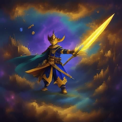 <lora:Spirit World:1.0> a simple golden sword surrounded by ...