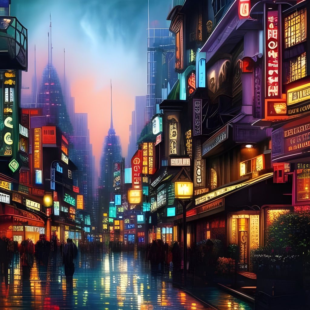 Neon city - AI Generated Artwork - NightCafe Creator