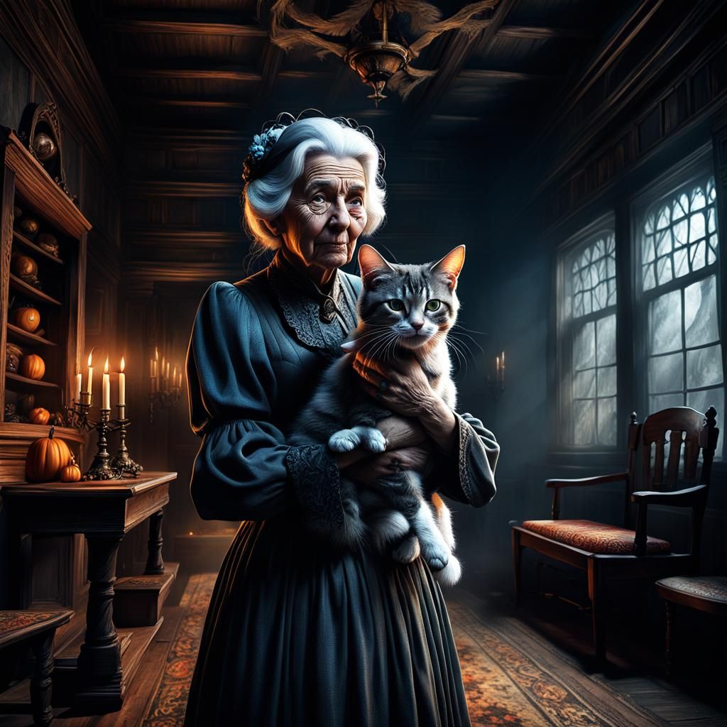 Woman and her cat