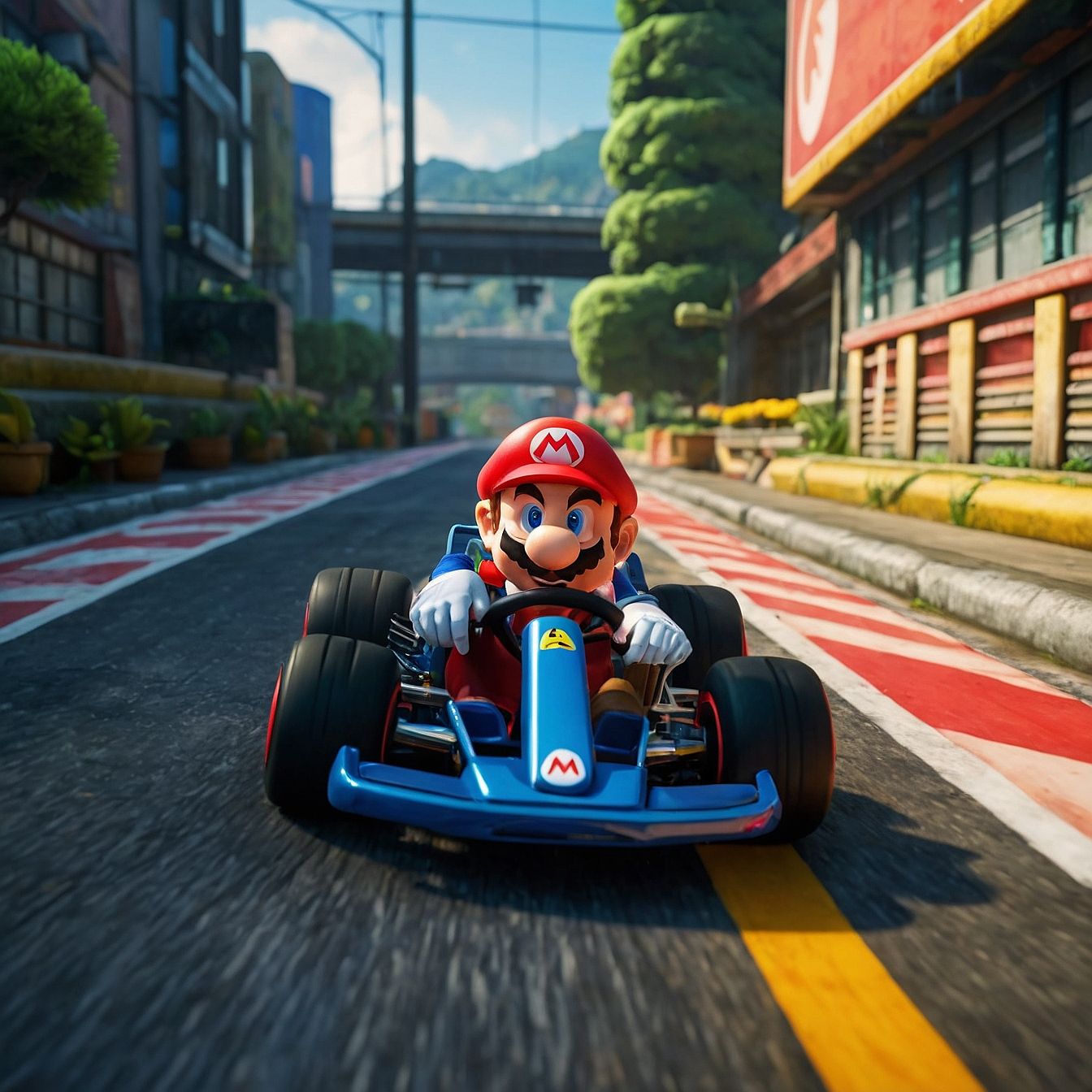 Mario driving his Kart