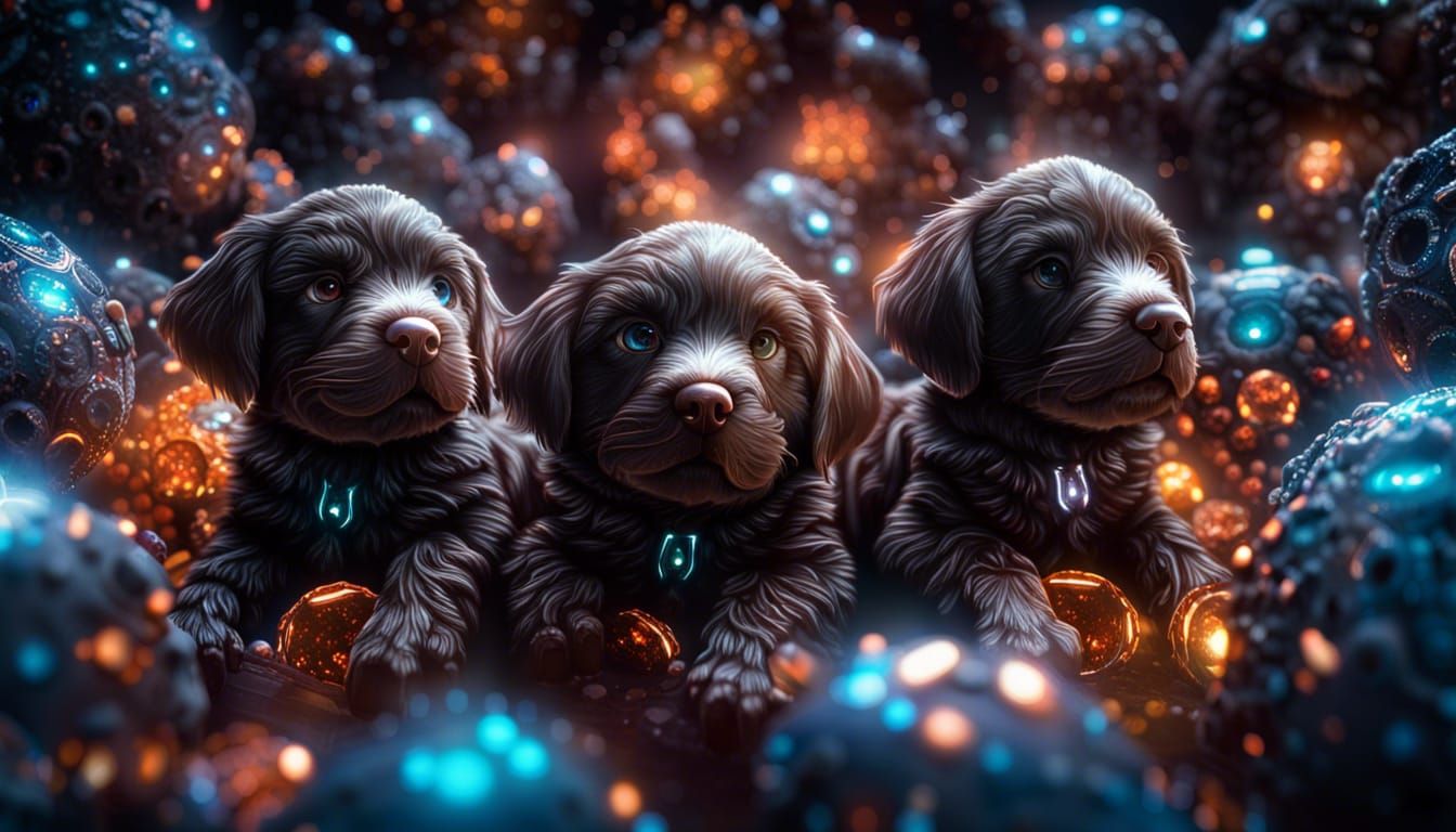 Hatching Synthetic Lab puppies