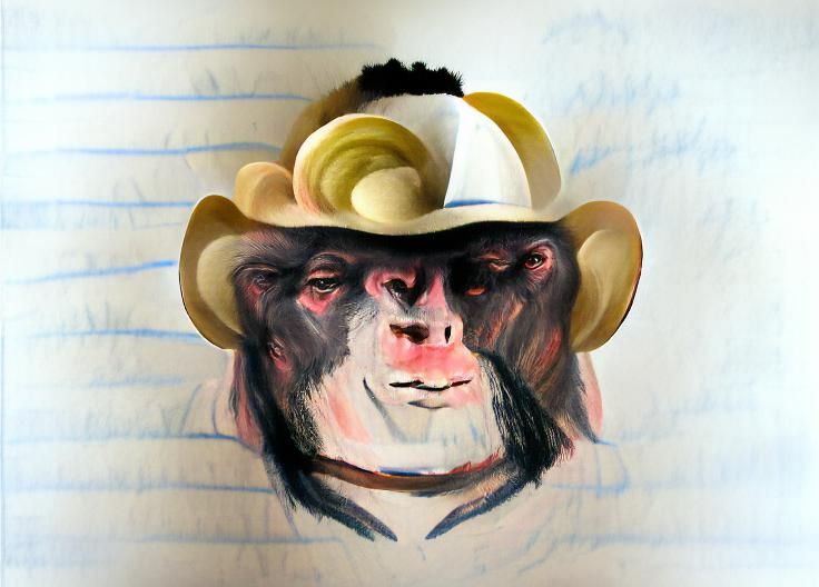 portrait of a ape in a cowboy hat