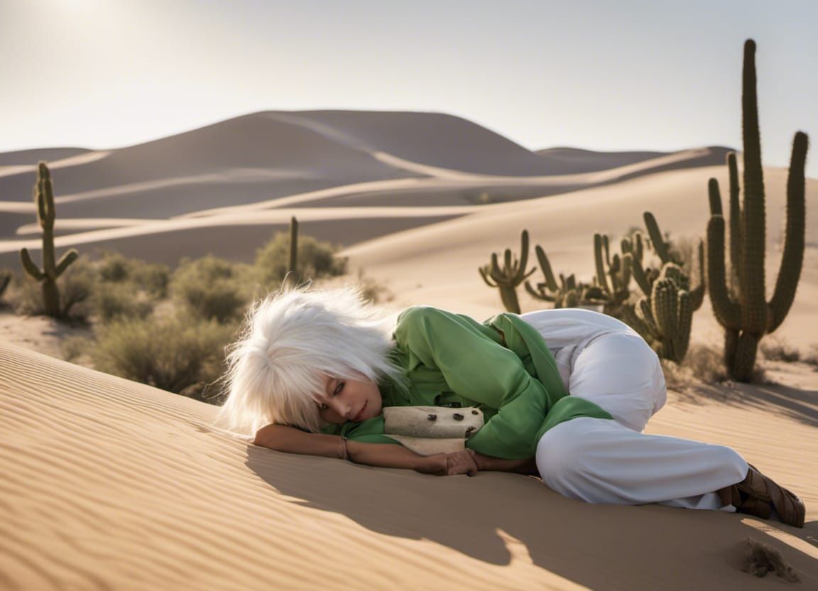 Wolfie Passed Out in The Desert