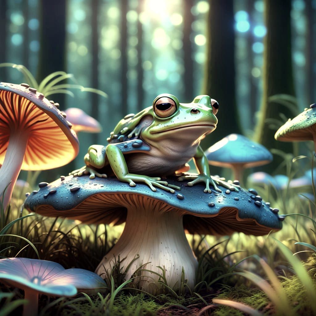 Frog on a toadstool