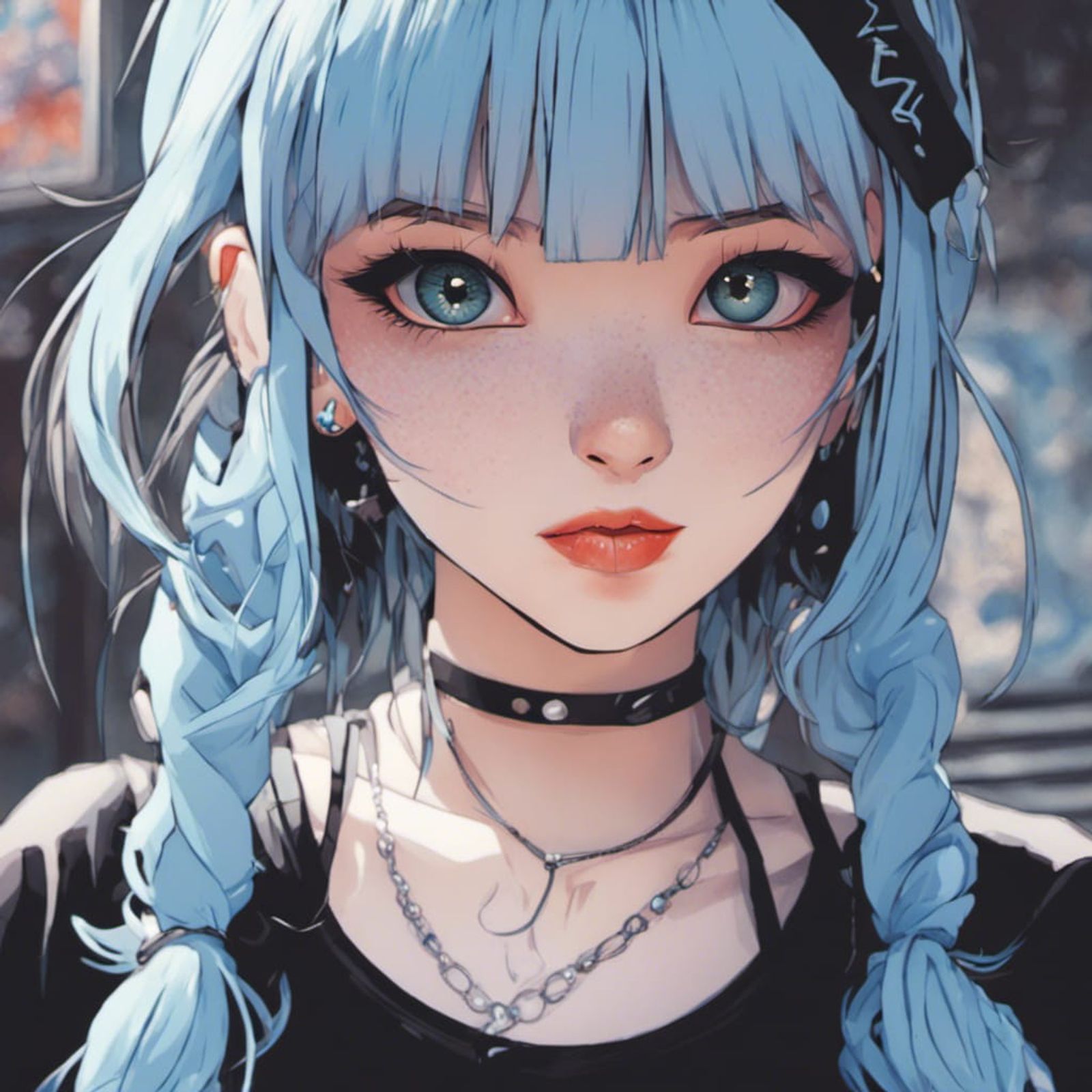 anime girl with light blue hair and blue eyes