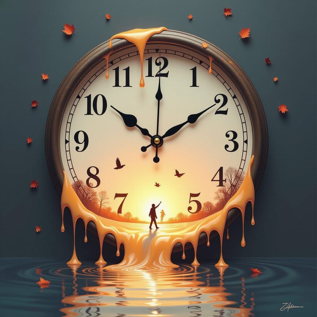 Melting Clock River of Glowing Paint