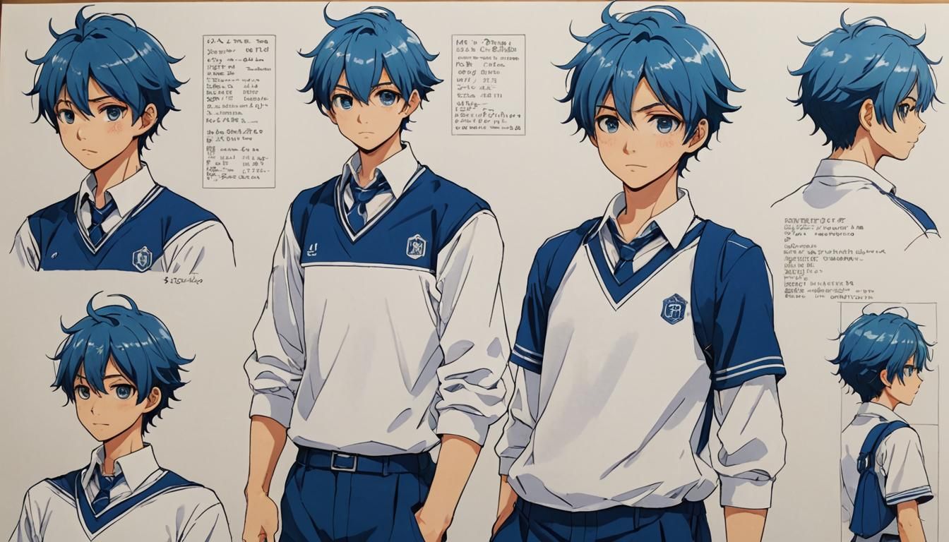 Desgin sheet for student manga character