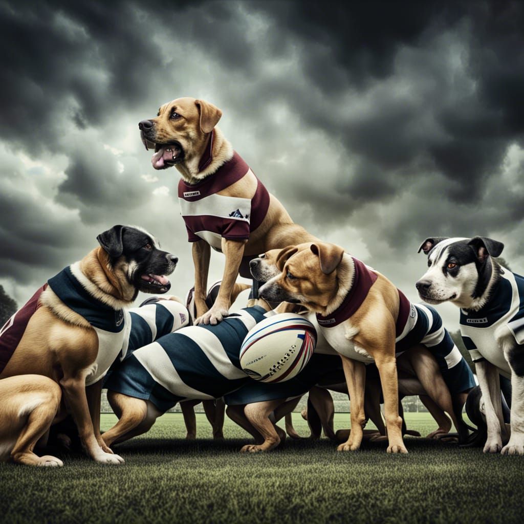 Dogs Playing Sports  by @Des