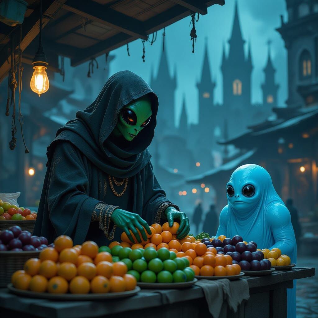 Alien market place fruit stall  by @XTrax
