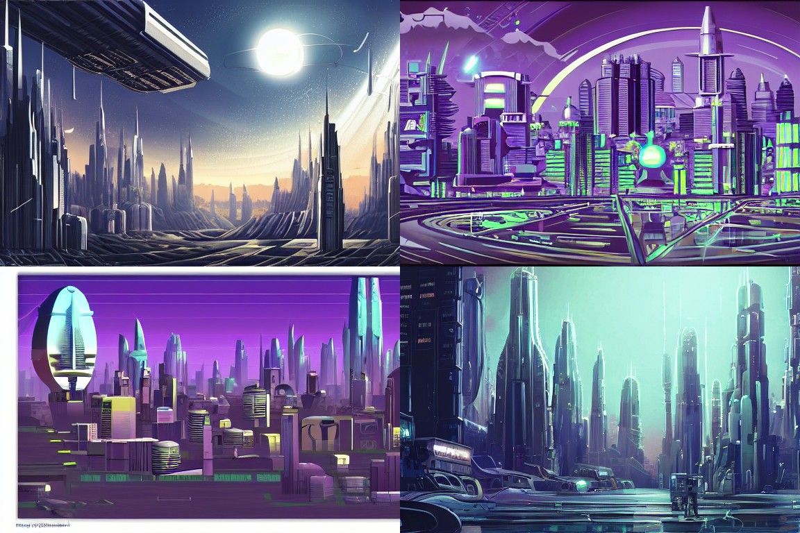 Sci-fi city in the style of Rayonism