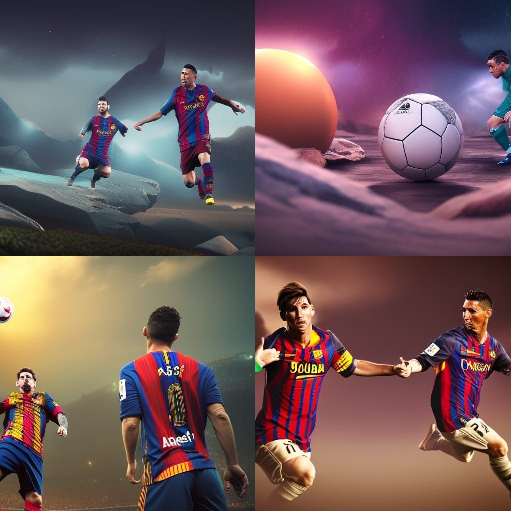 Messi With Ronaldo - Ai Generated Artwork - Nightcafe Creator