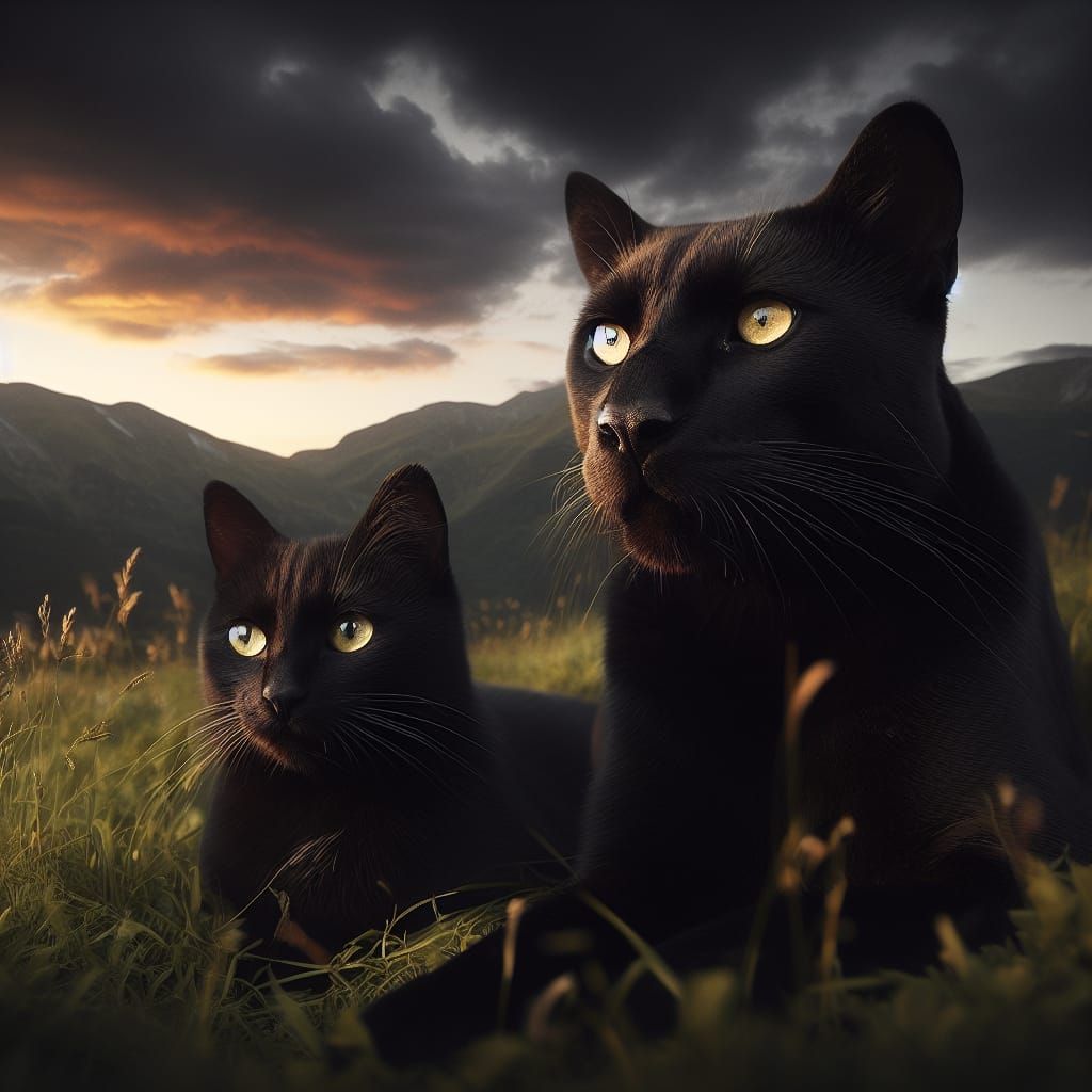 Black cat and black panther
