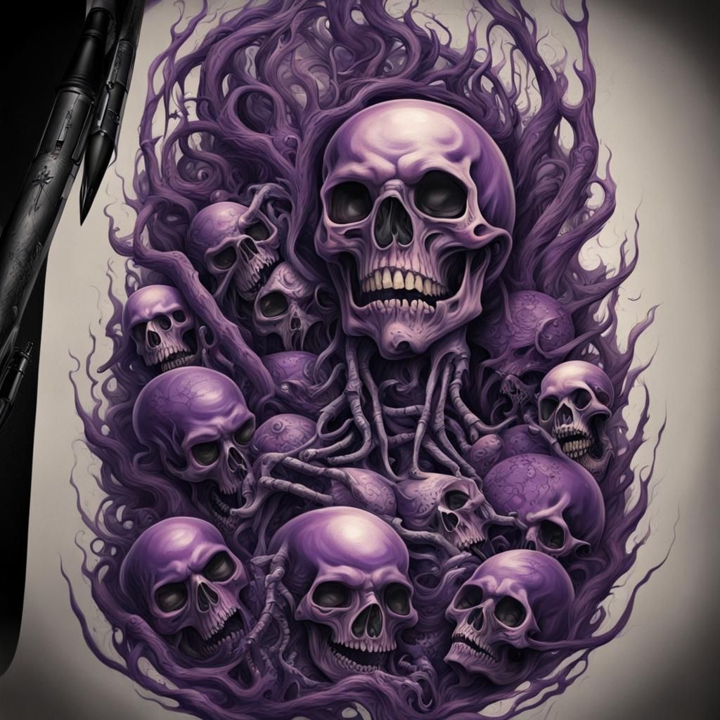 terrifying skeletons tattoo art