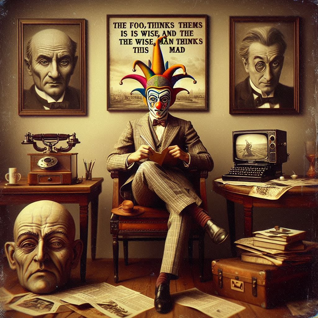 Quote from Shakespeare  The fool thinks he is wise and the wise man thinks he is crazy